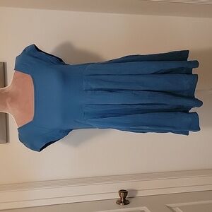 Free People Square Neck Oversized Mini Dress, Blue, Size XS, EUC!